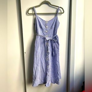J. Crew Cotton Summer Dress Seersucker Blue & White Sz 2.